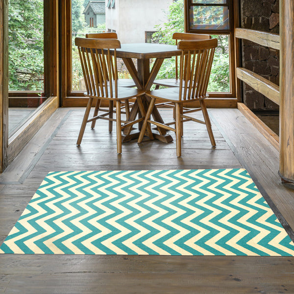 Zig Zag Hand Woven  Woollen Dhurrie