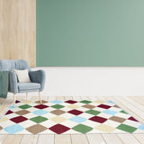 Block Diamonds Hand Woven Woollen and Vicose Dhurrie