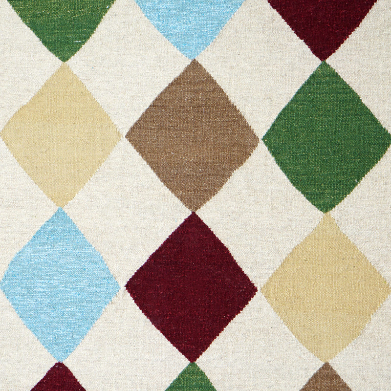Block Diamonds Hand Woven Woollen and Vicose Dhurrie