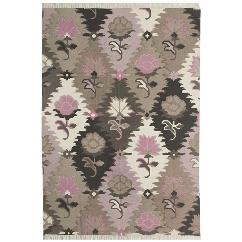 Floral Kilim Printed Hand Tufted Cotton Rug