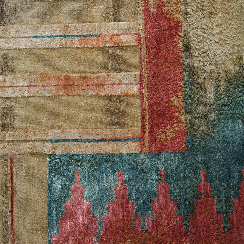Chettinad Hand Knotted Woollen and Silk Rug By Abraham & Thakore